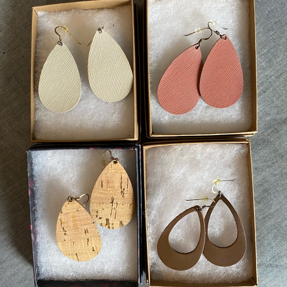 Bundle of 4 pairs Nickle + Suede leather earrings